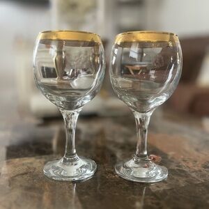 Vintage Gold Rim Wine Glasses